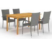 5 Piece Garden Dining Set Grey