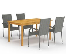 5 Piece Garden Dining Set Grey