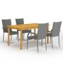 5 Piece Garden Dining Set Grey Image 5