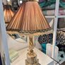 Vintage Midcentury retro antique  silk shade onyx marble Table lamp Image 4