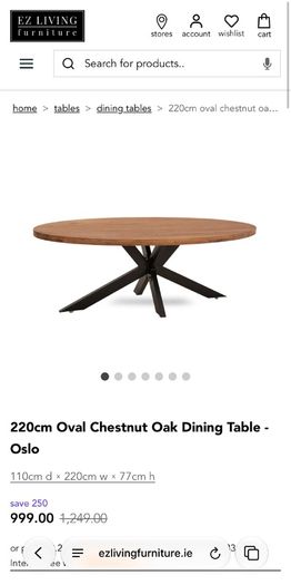 Brand New 200cm EZ Living Oval Oak Dining Table w