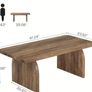 Coffee Table Mid-Century Style Sleek Oak Look with Artistic Curved Base Image 5