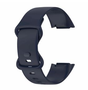 Navy Silicone Band For Fitbit Charge 5 Replacement Sport Buckle Strap