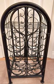 Antique Black Wrought Iron Wine Holder