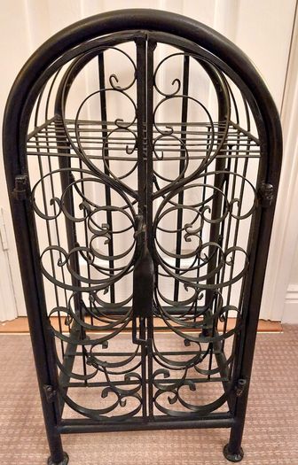 Antique Black Wrought Iron Wine Holder