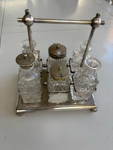 Antique 6 piece silver condiment set.