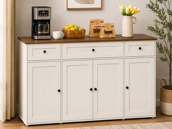 Sideboard Kitchen Cabinet with Worktop, Buffet Cabinet, Adjustable Shelves, Vintage