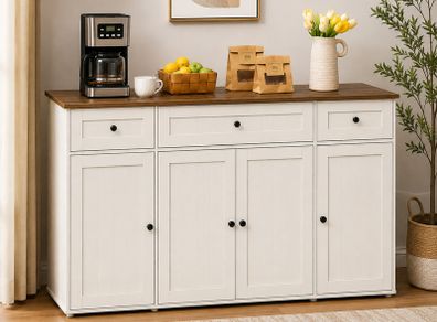 Sideboard Kitchen Cabinet with Worktop, Buffet Cabinet, Adjustable Shelves, Vintage