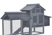 Small Chicken Coop with Run Hen House Poultry Nesting Box Grey 150.5 x 54 x 87cm