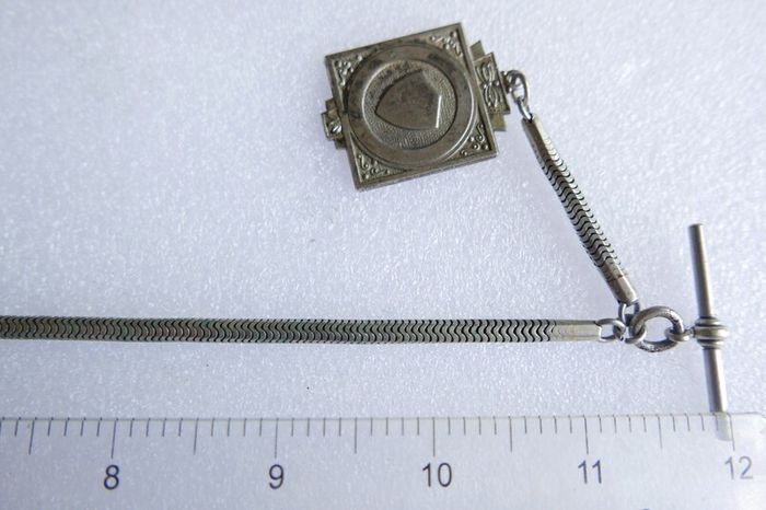 Victorian Albert  Solid Silver Albert Watch Chain "N.G.R.CO.REG" Birmingham or Chester. length 12" - 41,9g