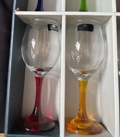 Newgrange Living Set of 6 Rainbow Coloured Stem Wine Glasses