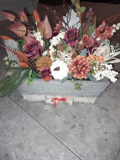 Door Wreath ( Giant- sized) and floral arrangement.