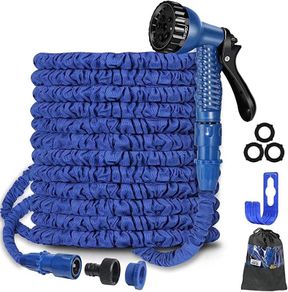 100FT Expandable Garden Hose Pipe,Flexible Expanding Magic Hose with 3/4", 1/2" Fittings,Garden Hose with 7 Function Spray Nozzle (FREE POSTAGE)