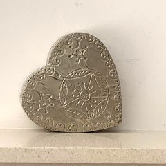 Vintage Embossed Metal Heart Ornament