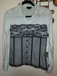 White Shirt with Black Lace Size Small
