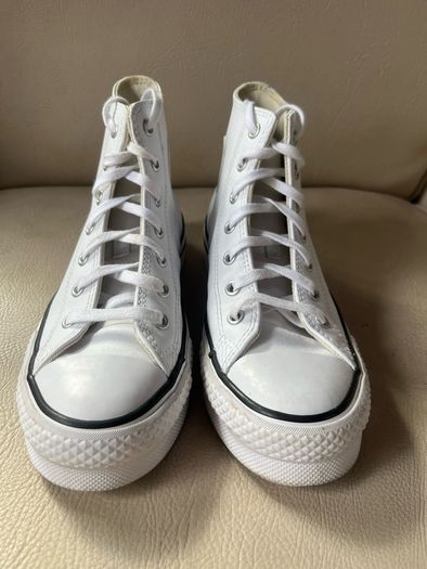 Converse Chuck Taylor Lift Leather Hi Top Trainers