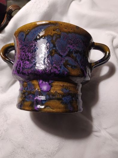 German Mid century unusual Glaze 2 handled ceramic