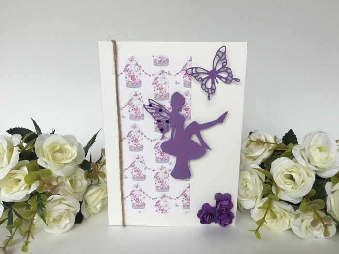 Beautiful handmade purple fairy card