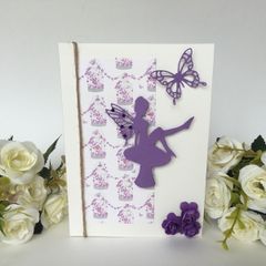 Beautiful handmade purple fairy card