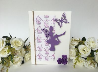 Beautiful handmade purple fairy card