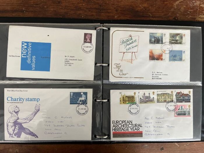 Collection of 80 UK First Day Cover stamps 1970 to 1979 in album with 10 extra pages