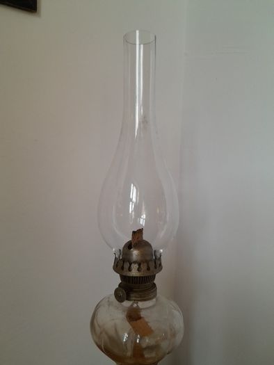 Antique Swirl Glass Oil Lamp