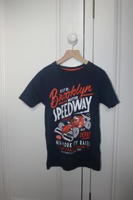 Boys Navy Printed Logo Short Sleeve Top - Age 8 Years