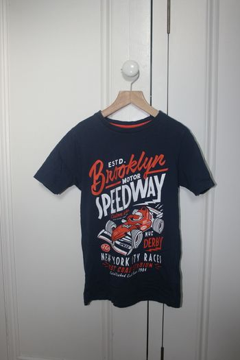 Boys Navy Printed Logo Short Sleeve Top - Age 8 Years