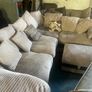 Beige corduroy corner sofa set Image 4