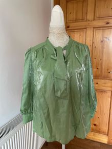 River Island pussy bow green top plus size