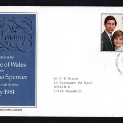 1981 Great Britain Celebrating The Royal Wedding HRH The Prince of Wales and Lady Diana Spencer Royal Mail First Day Cover (FDC) (ex FE Dixon)