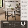 Round Black Dining Table Modern Industrial Kitchen & Dining Room Table 80cm Image 3