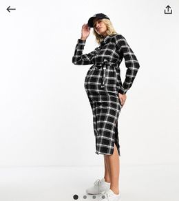 Mamalicious NEW checked dress maternity size M