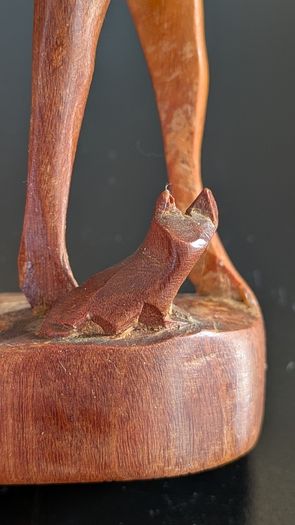 African Wooden Gazelle Antelope Calf Hand Carved Safari Sculpture
