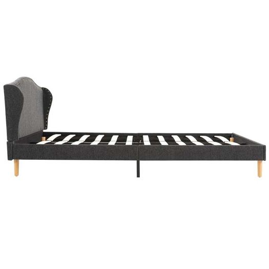 Bed Frame Dark Grey Fabric 135x190 cm