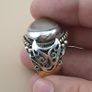 Antique Style Sulemani Agate Ring Vintage Brass & Silver Inlay Design Image 4