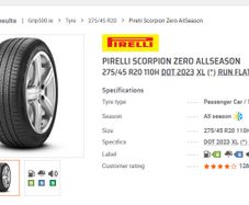 Tyres RunFlat 275/45/20 all seasons