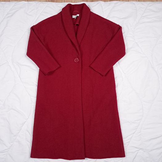Carolyn Donnelly Cherry Red Shawl Collar 100% Wool Long Coat Overcoat 10UK/38EU