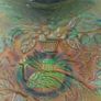 Fenton Carnival Bowl With Peacock & Leaves Image 4