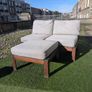 Wooden outdoor lounger with cushions Image 2