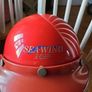 Vintage and quirky Suzuki safety helmet with visor. Image 3