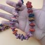 Vintage Venetian African Style Flower Shape Glass & Chevron Glass Beads Necklace 26 inches Image 4