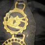 Set of Five Old Brass Horse Medallions on a black strap, Postage Available, Image 6