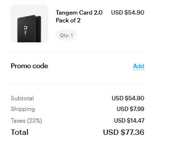 Tangem Card 2.0  Pack of 2 Factory Reset