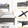 5ft King Size Bed Frame with Storage Upholstered Headboard Shelf Image 3