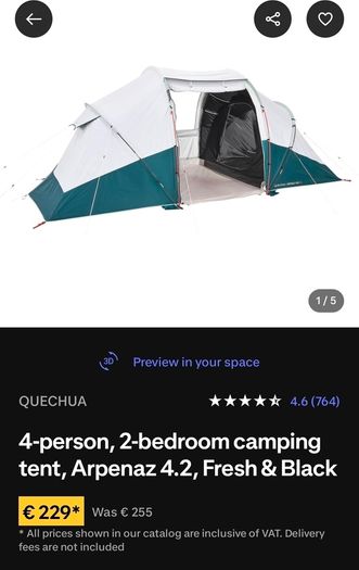 tent Arpenaz 4.2 Fresh & Black