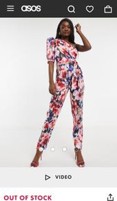 ASOS Design floral one shoulder puff sleeve jumpsuit with belt Sz 10UK - Rrp 100 (New)