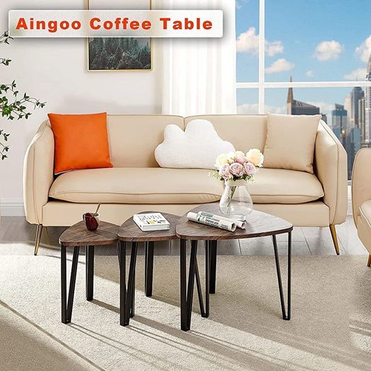 Nest of Table Easy Assembly Industrial Nesting Table Set of 3 Coffee Tables End Side Tables for Home and Office (FREE SHIPPING)