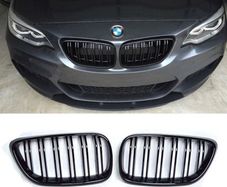 2 x Black Gloss Kidney Grills Grilles For BMW 2 Series Coupe F22 F23 2014-2018