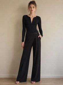 Black Wrap  Trouser Brand Cream